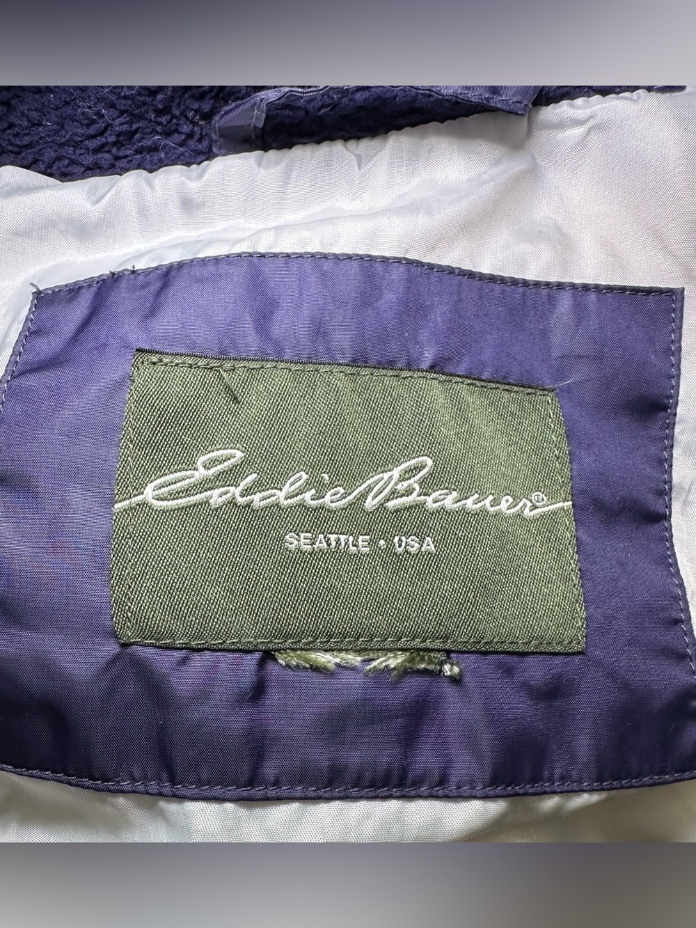 Eddie Bauer EB550 Goose Down Long Puffer Coat Navy Purple Warm Winter Cozy XL - Picture 12 of 15